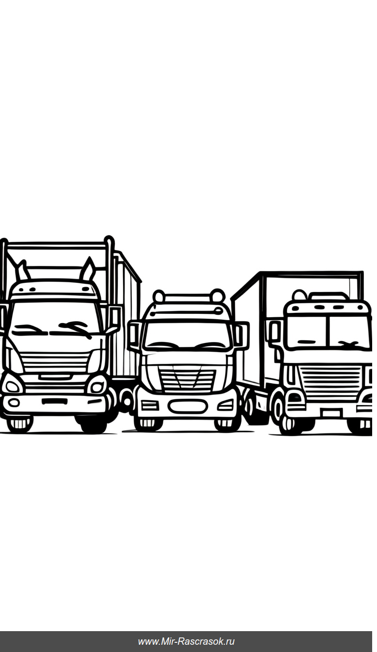 Раскраска с простыми машинами и грузовиками для легкого творчества детей