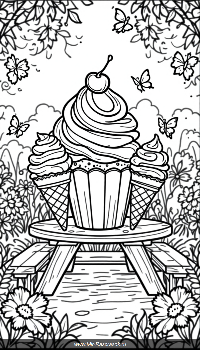 Погрузитесь в мир сладостей с раскраской кексов и мороженого 🍰🍦 Веселое творчество для детей помогает развивать моторику и фантазию 🌈 Простые и понятные рисунки создадут настроение радости и вдохновения 🎨 Идеально для веселого досуга и развития навыков рисования.