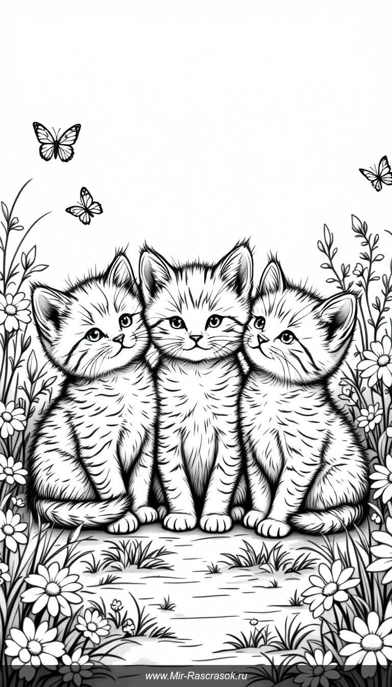 Откройте мир милых котят с нашей раскраской для детей 🌸🐱 Простые и приятные рисунки помогут развить вкус к творчеству и подарят радость каждому малышу 🌞🖍️ Идеально для детских занятий дома и в саду