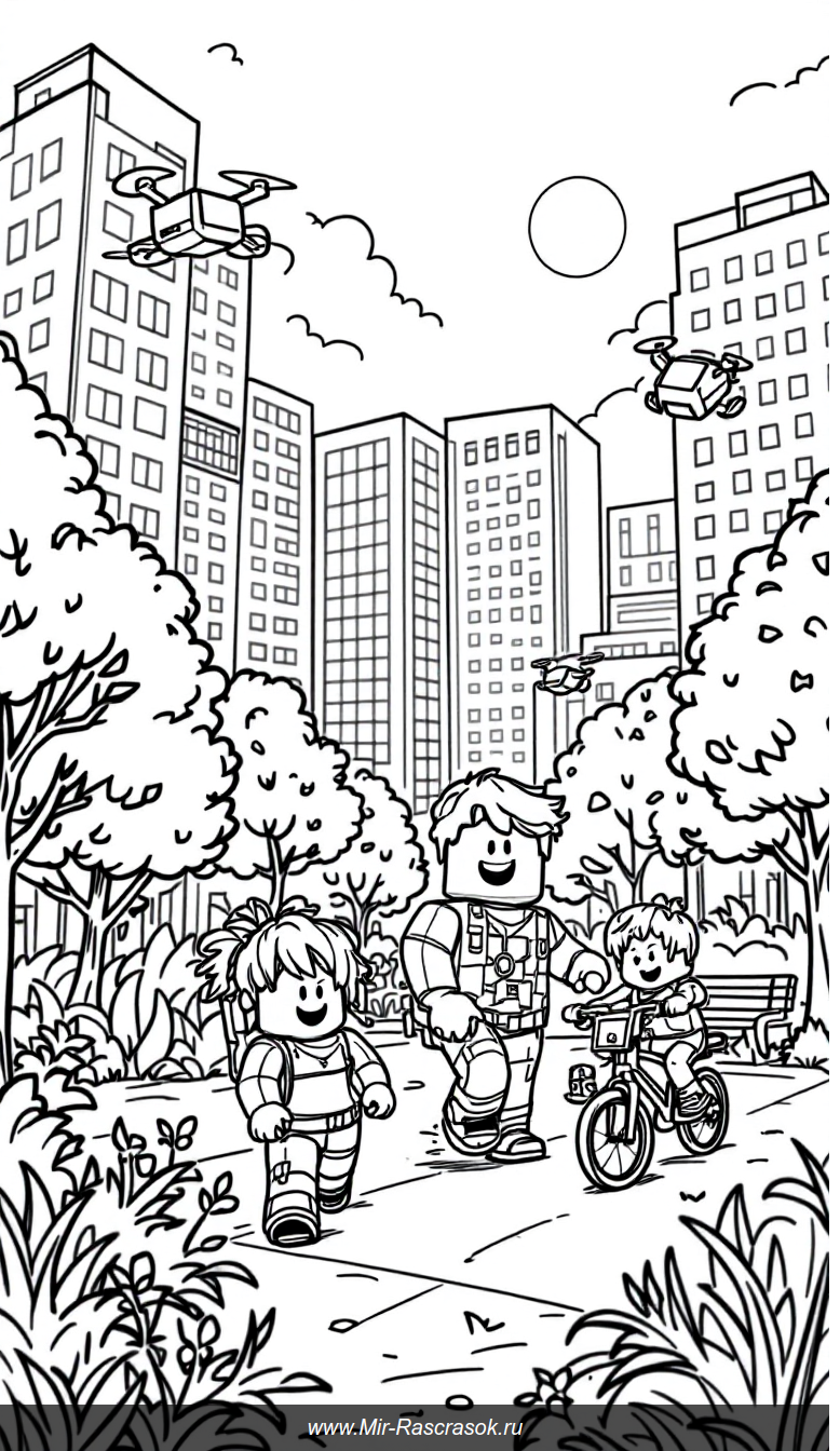 Веселый город Роблокс для раскрашивания и творческих игр детей