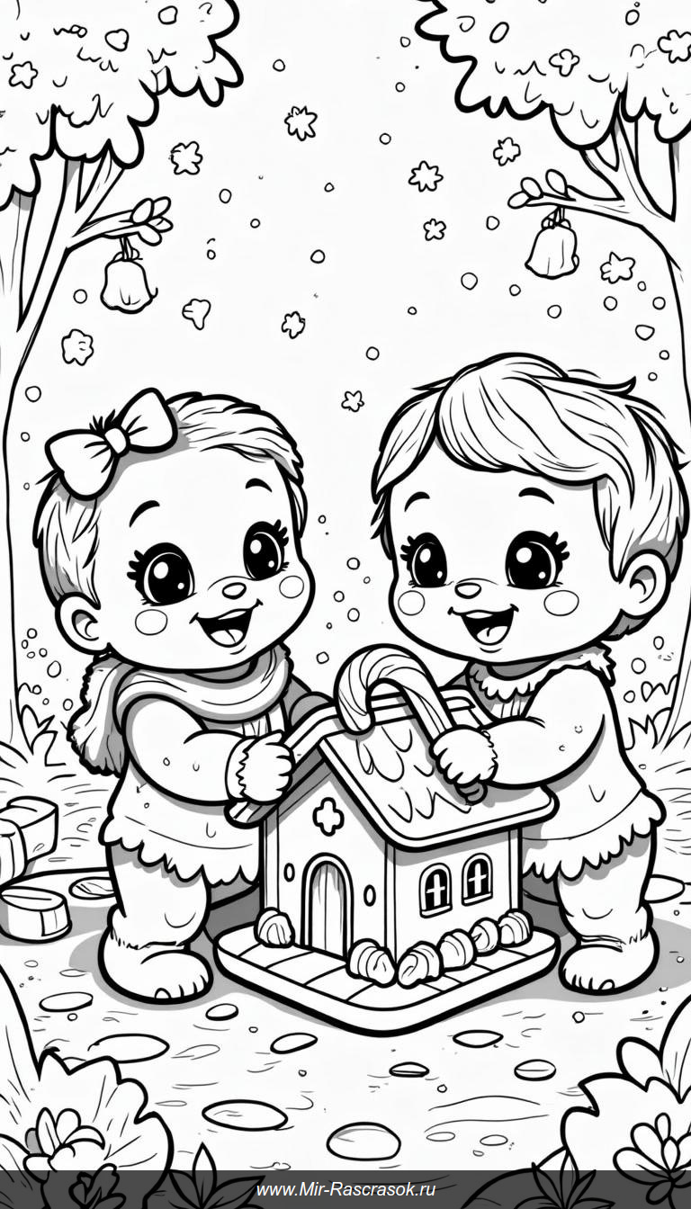 Зимние сладости с друзьями пряничками в волшебной раскраске