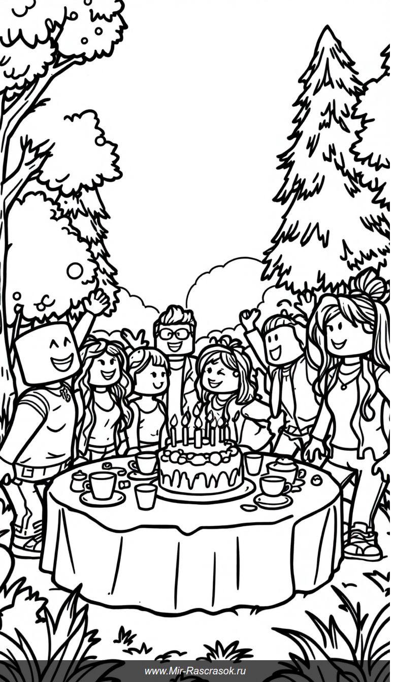 Весёлая вечеринка Roblox для детей Раскрась и играй с друзьями