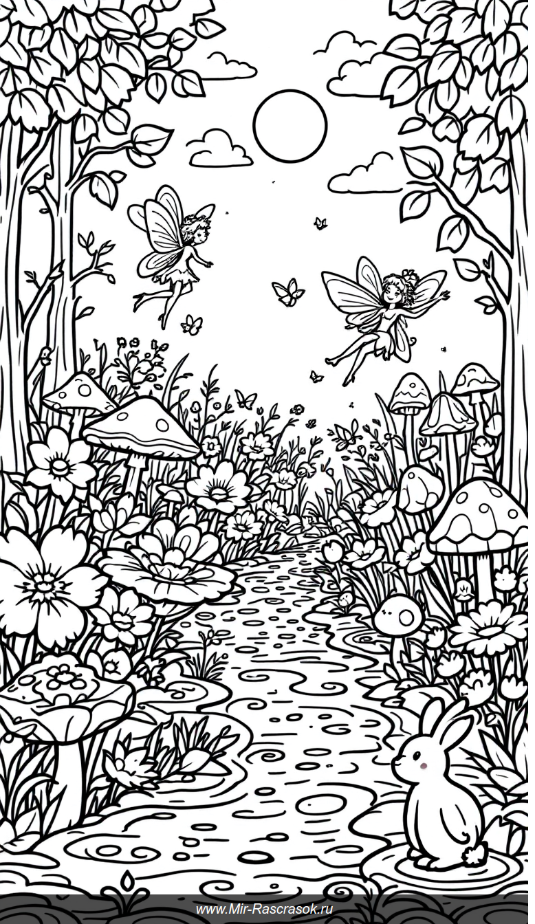 Волшебный сад фей раскраска для веселого и мирного творчества детей