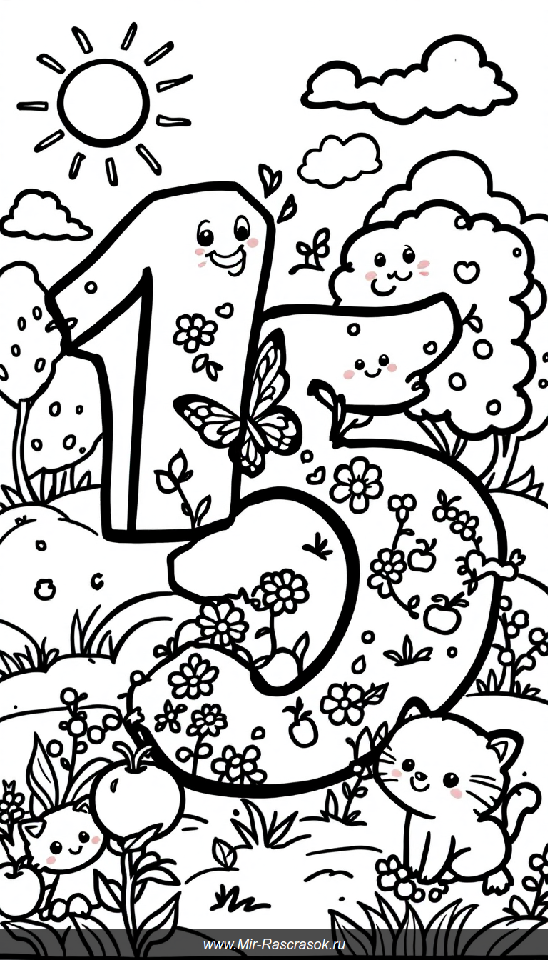 Веселое обучение счету от одного до пяти в раскраске для детей