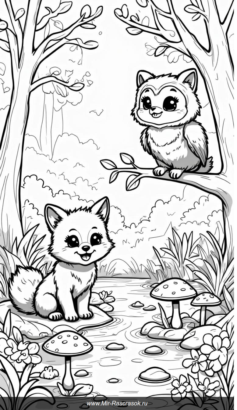 Волшебный лес с дружелюбными животными