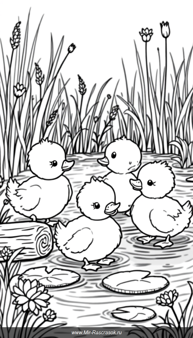 Порадуйте детей милыми утятами 🦆 в простой раскраске с четкими контурами и дружелюбной атмосферой 🌸 Отличное время для творчества и развития моторики кисти 🎨