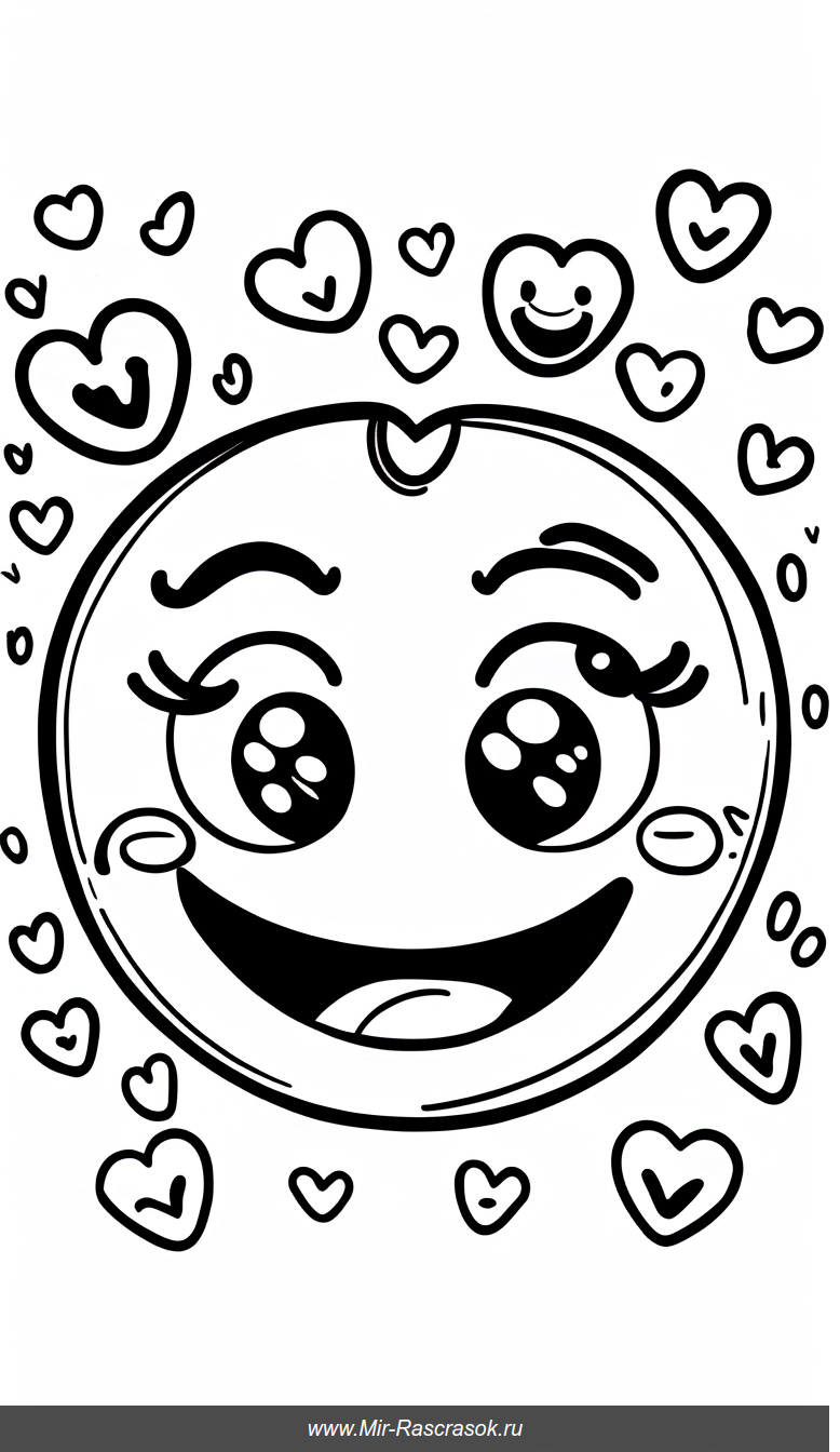 Раскраска с веселым смайликом для детей