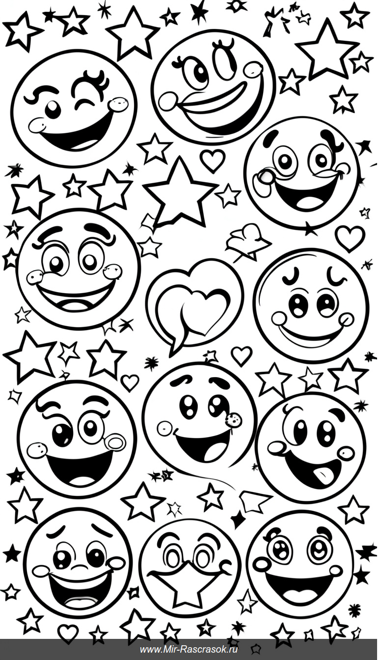 Раскрась мир счастья улыбок и звезд в книге с яркими эмоциями