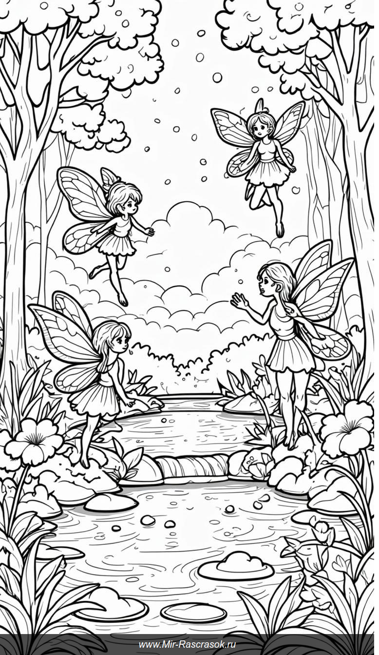 Волшебный лес: раскрась фей и цветы в своем творении