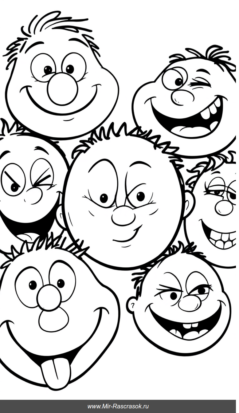 Веселые лица для раскрашивания развивают детское творчество