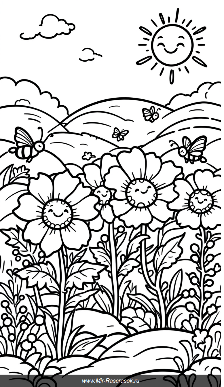 Веселый сад для малышей креативное раскрашивание простых цветов