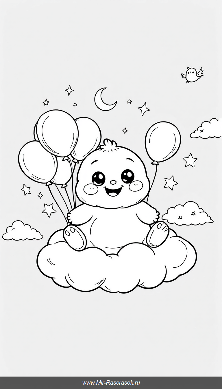 Весёлый Лабубу Попмарт для детской раскраски