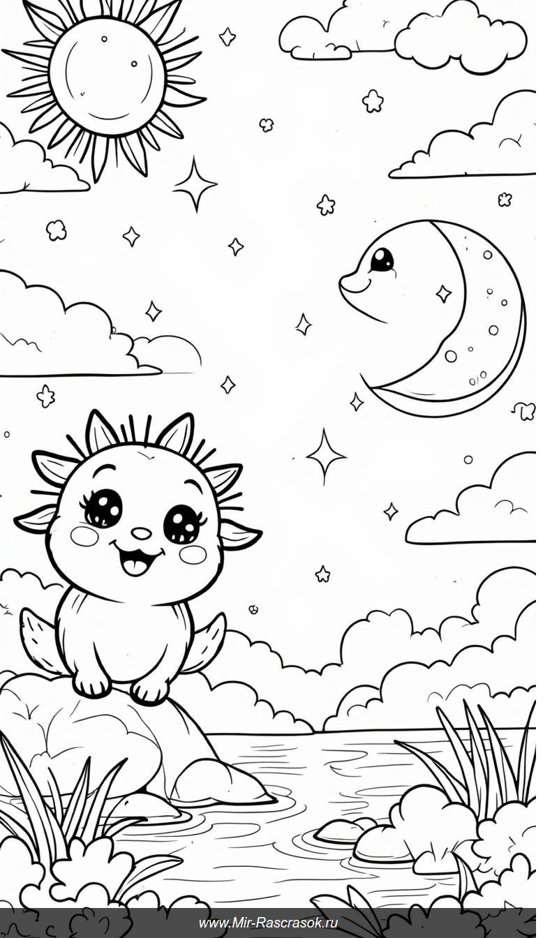 Раскрашивая небо с солнцем и месяцем оживите свои цвета!