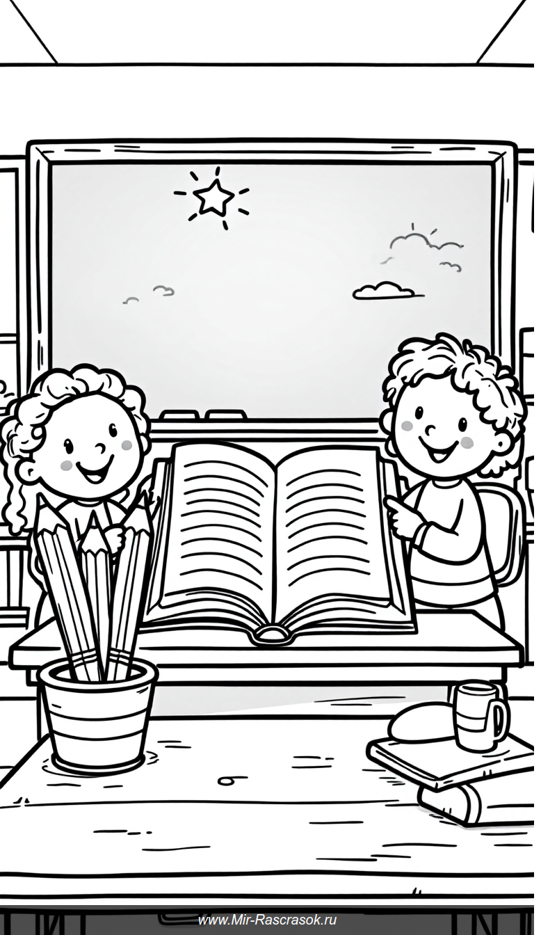 Весёлая классная раскраска для лёгкого творчества детей