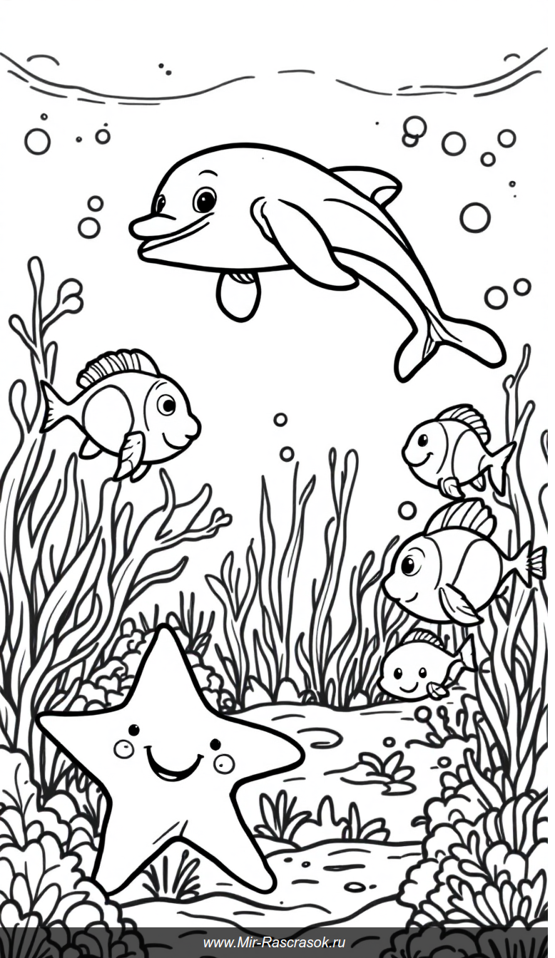 Веселое подводное приключение для детского раскрашивания