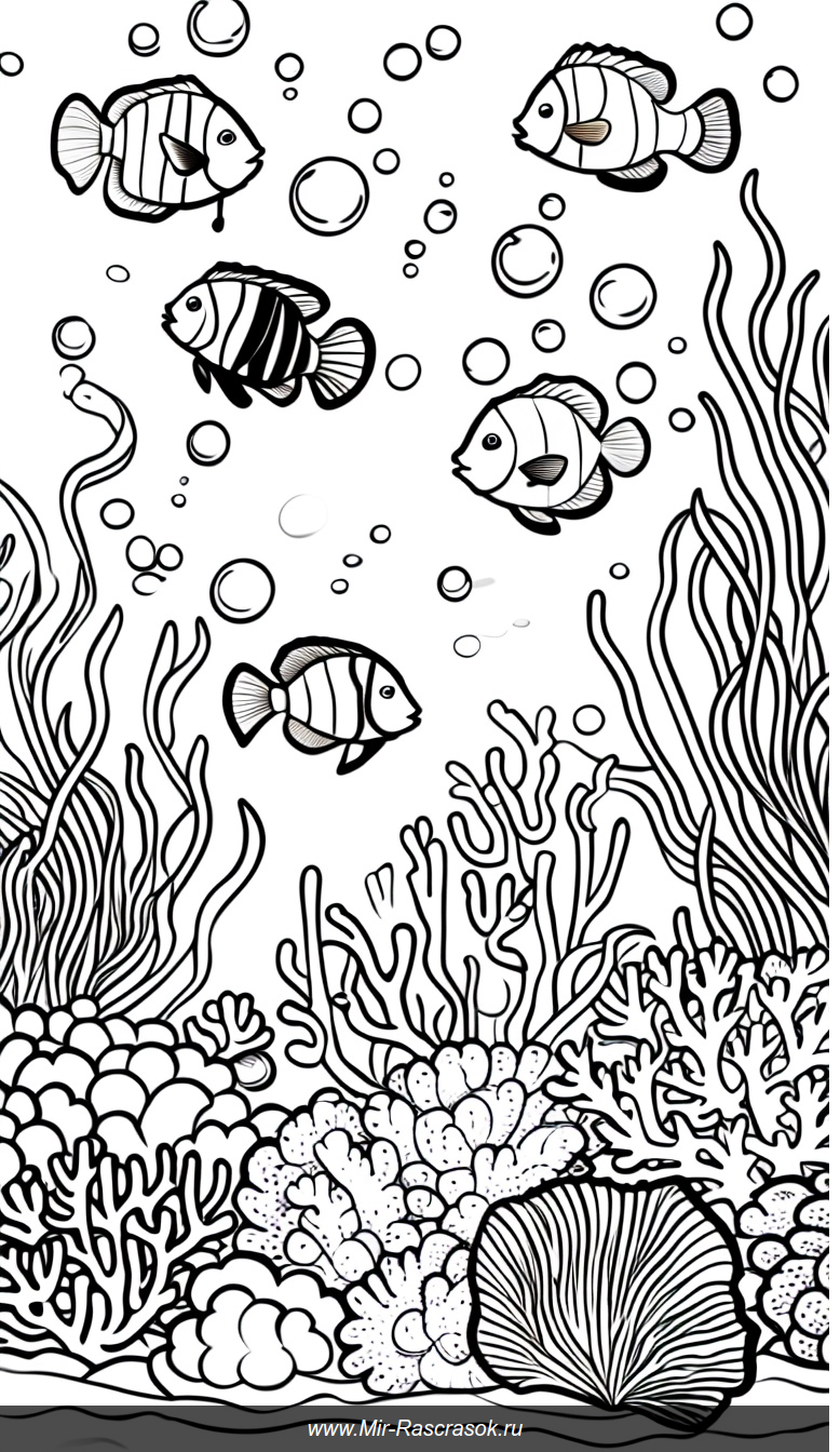 Раскраска подводный мир наша морская жизнь для детей