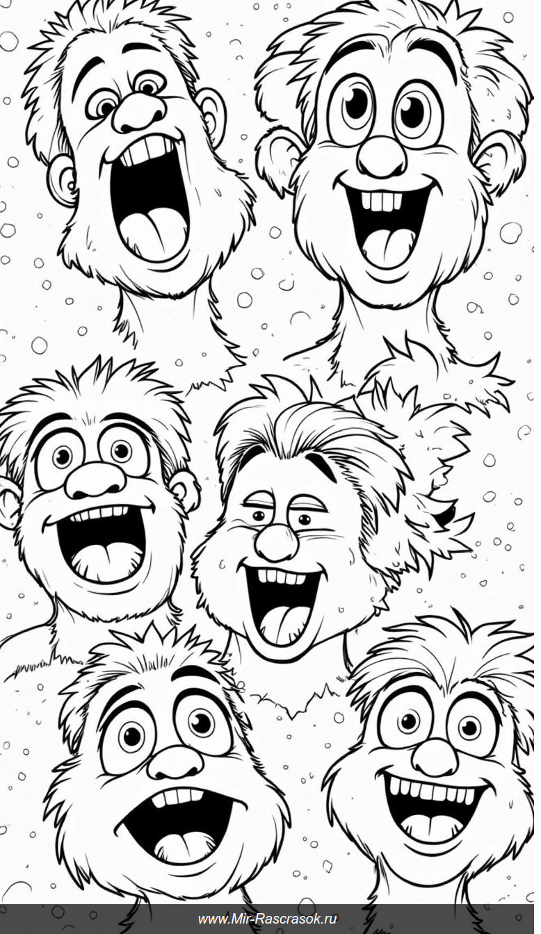 Веселые рожицы для раскрашивания