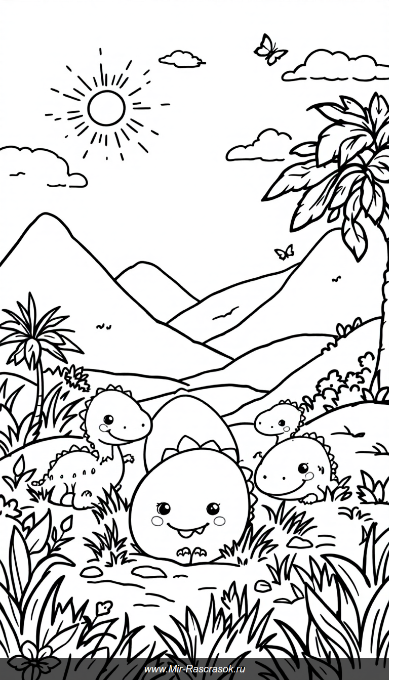 Весёлое раскрашивание с динозавриками и большими яйцами