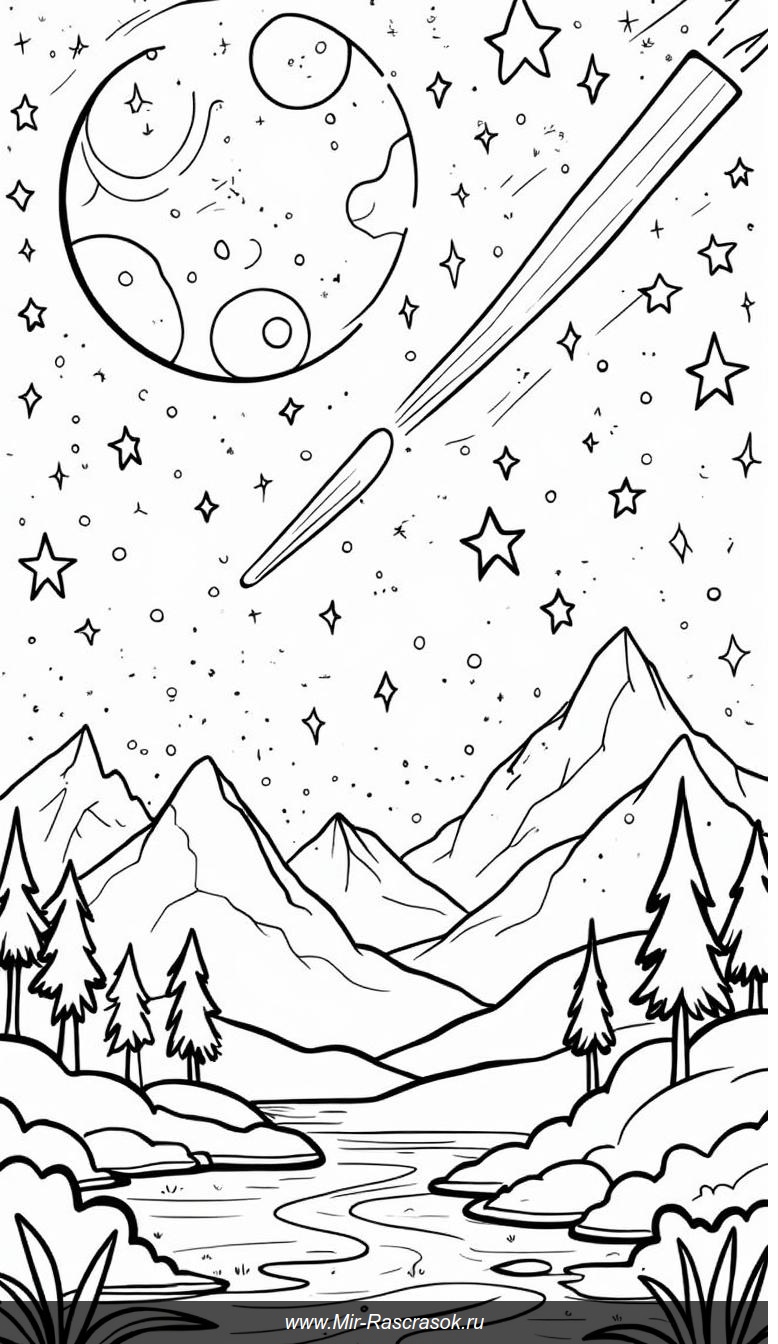 Вдохновляющее раскрашивание звездного ночного неба