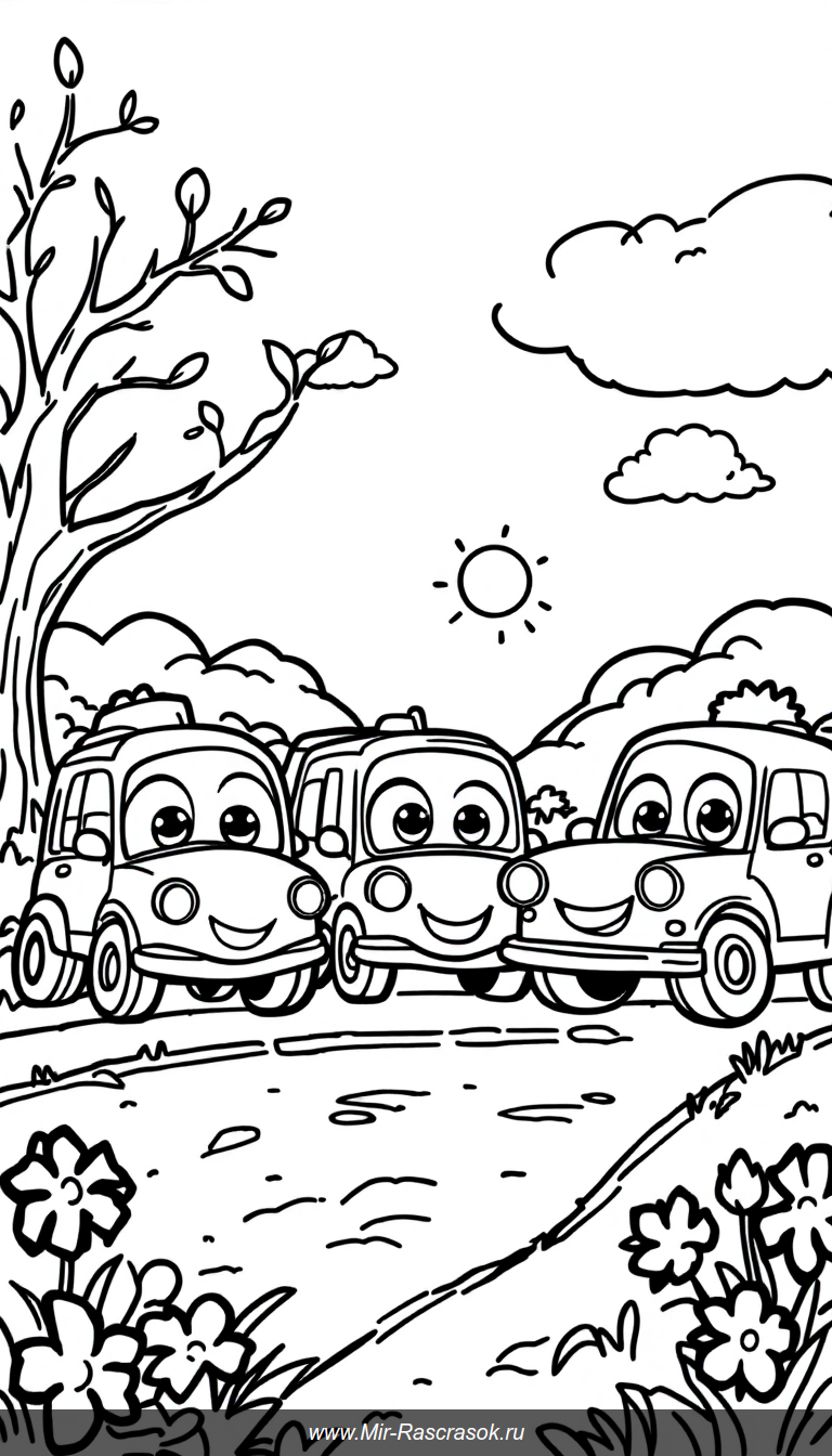 Маленькие машинки для раскраски детям