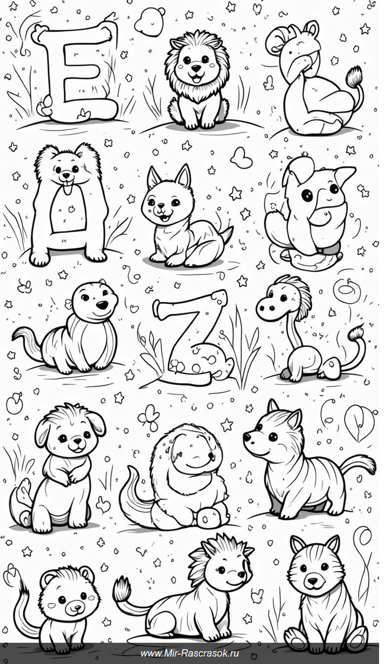 Раскрашиваем буквы алфавита с забавными животными