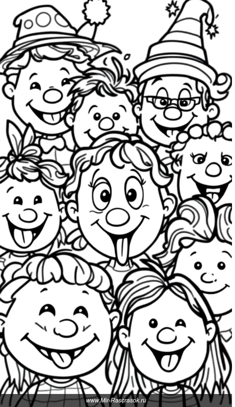 Веселые гримасы детей для раскрашивания радость творчества и смеха