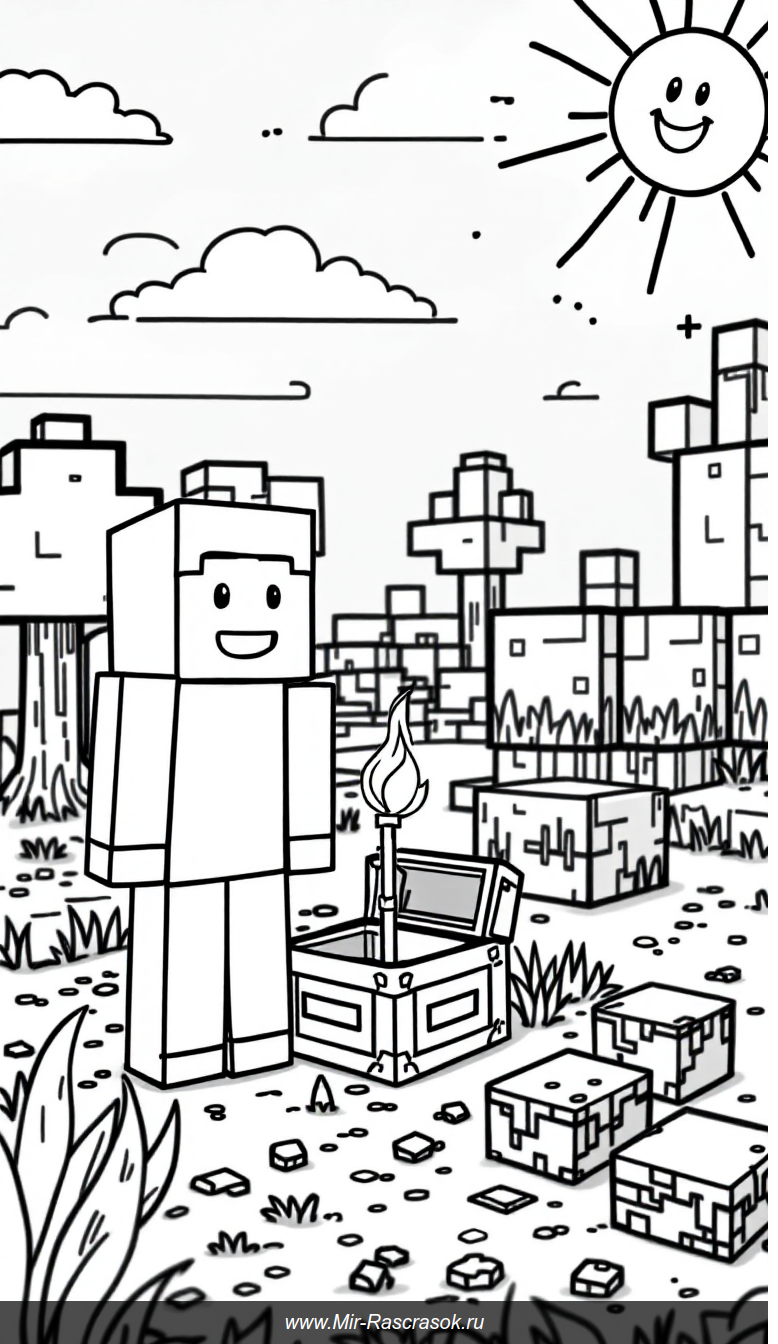 Веселый мир Майнкрафт: раскраска с простыми схемами Редстоуна для детей