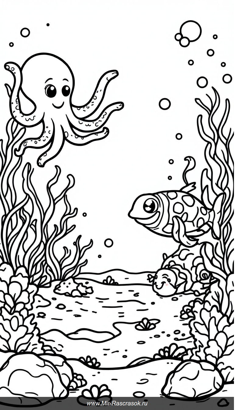 Волшебный подводный мир раскраски для малышей дружелюбные обитатели океана