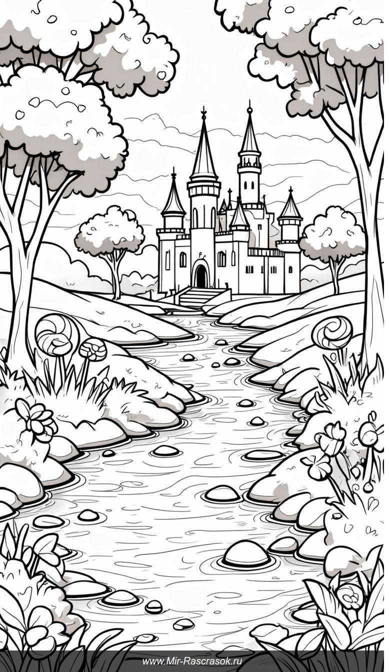 Волшебный мир конфет в раскраске