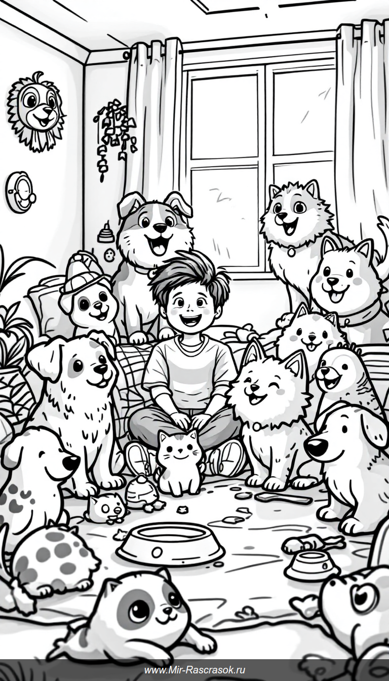 Погрузитесь в веселый мир Roblox играя в Adopt Me с милыми питомцами 🐶🐱! В нашем раскраске вы найдете добрых животных и уютную комнату для творчества 🎨 Отличный способ расслабиться и весело провести время с любимыми персонажами игры 💖 Идеально для детей которые любят играть и раскрашивать 🖍️.