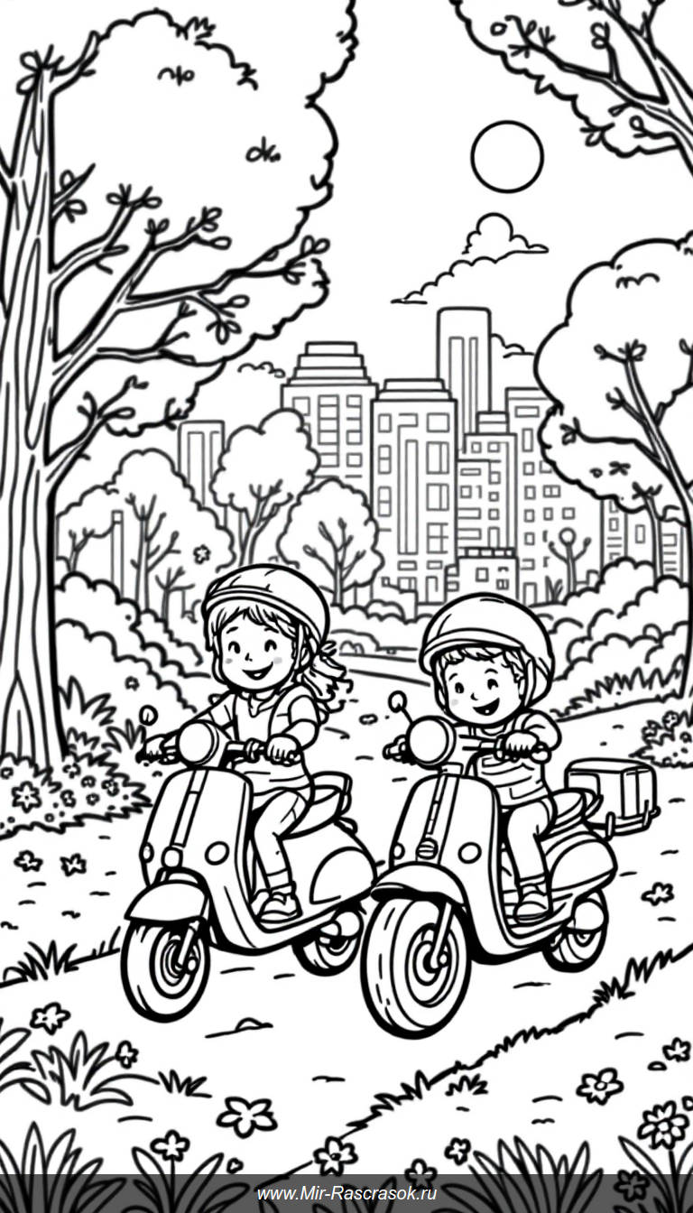 Весёлые мотоциклы и скутеры для детей