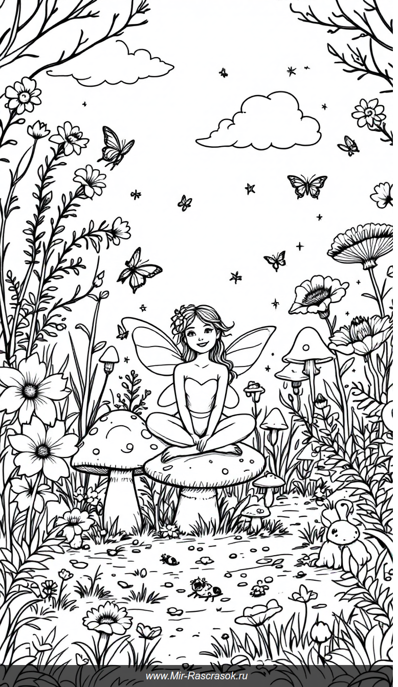 Волшебный сад фей раскраска для веселого детского творчества