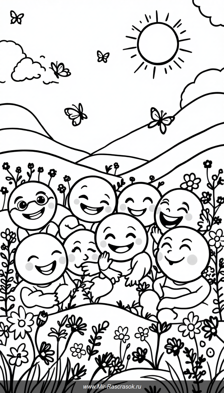Погрузитесь в мир радости с нашей раскраской веселых смайликов Здесь вы найдете простые и яркие образы для раскрашивания которые помогут развить творческие навыки и подарят улыбку каждому ребенку 🌞😊🌸 Раскрашивайте и делитесь позитивом вместе с нами