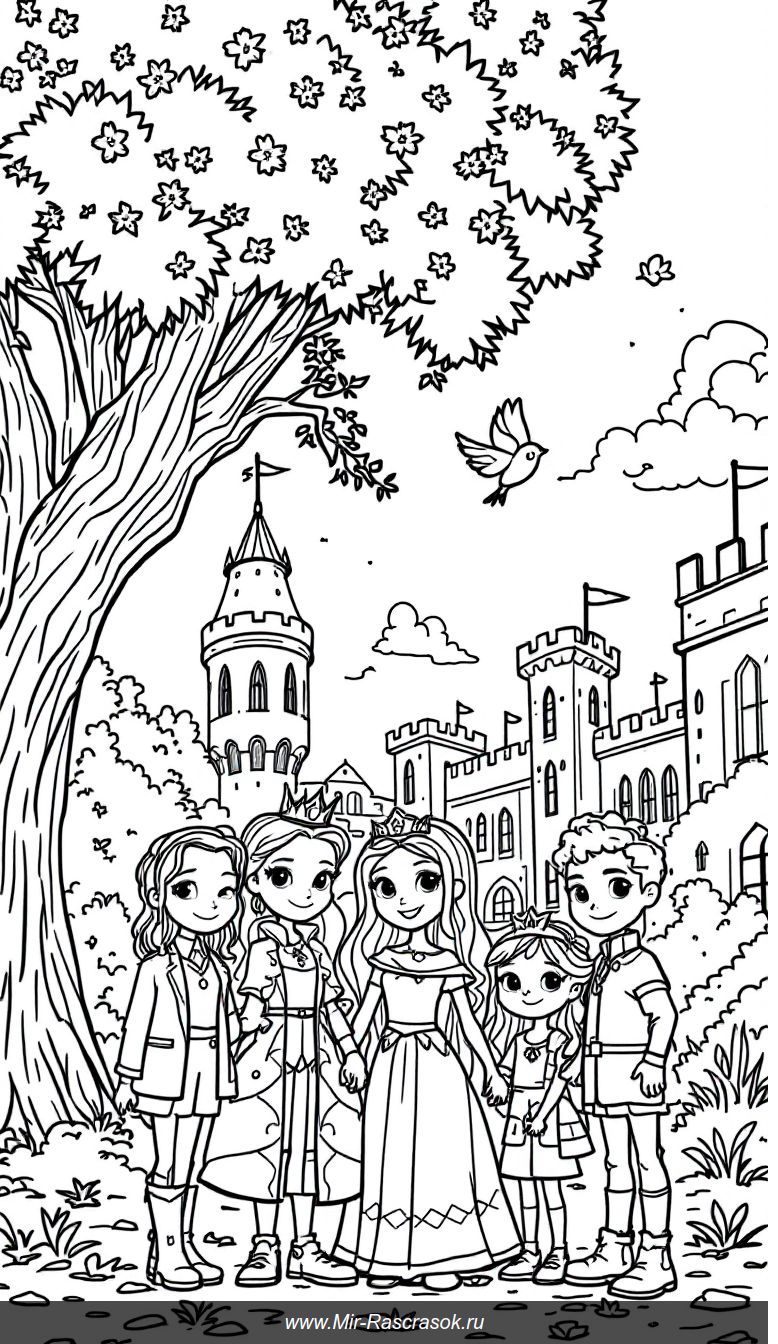 Волшебный школьный двор для раскрашивания в стиле Royale High