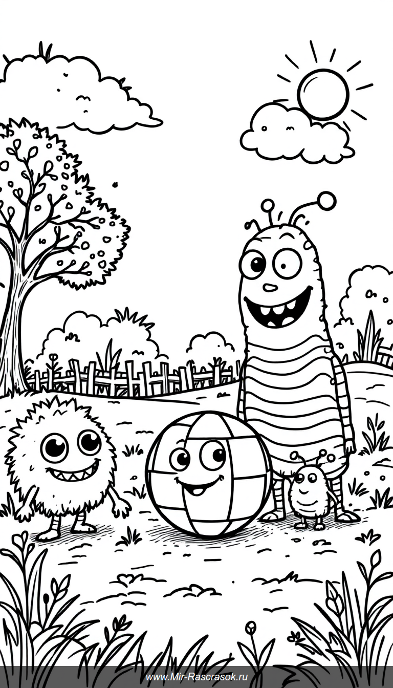 Весёлые монстики для раскраски