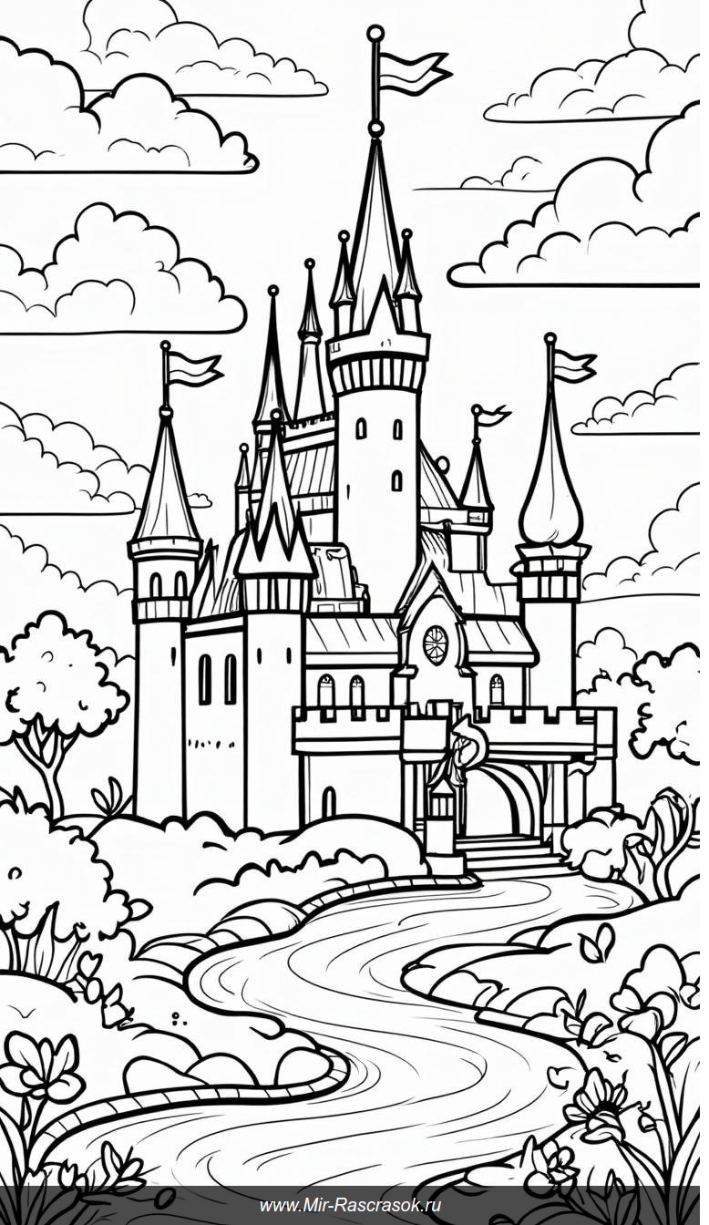 Замок мечты раскрашиваем вместе с детьми