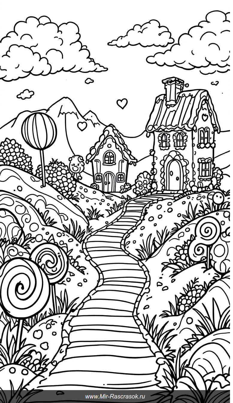 Волшебная страна сладостей для раскрашивания детей